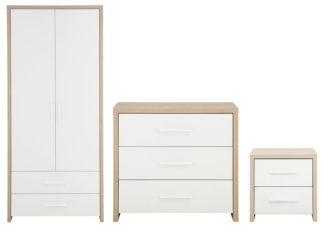 An Image of Habitat Broadway 3 Piece 2 Door Wardrobe Set -Oak & White