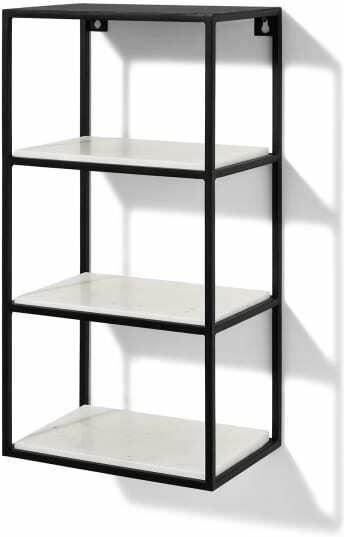 An Image of Dordie 4-Tier Wall-Mounted Storage Shelf Unit, Marble & Metal