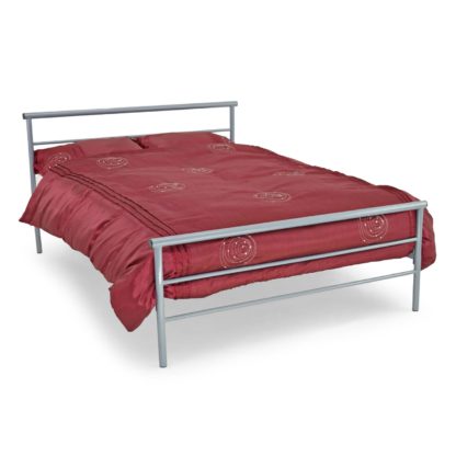 An Image of Contract Mesh Silver Metal Bed Frame Silver