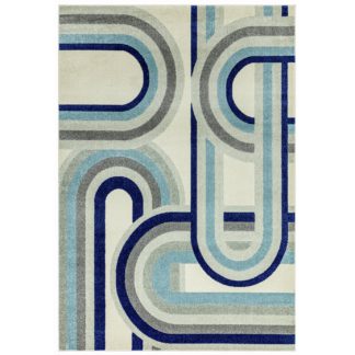 An Image of Asiatic Nova Retro Rectangle Woven Rug - 80x150cm - Blue