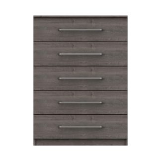 An Image of Parker Grey 5 Drawer Chest Dark Grey