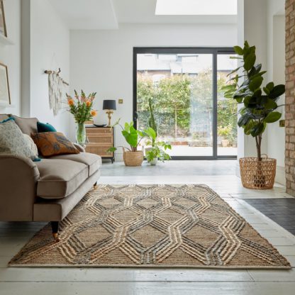 An Image of Clay Jute Flatweave Rug Brown and Grey