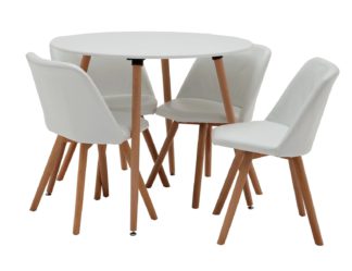 An Image of Habitat Quattro White Dining Table & 4 White Chairs
