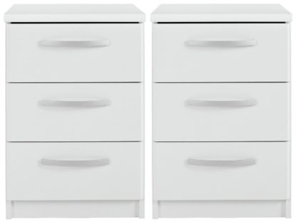 An Image of Habitat Hallingford 2 Bedside Tables Set - White