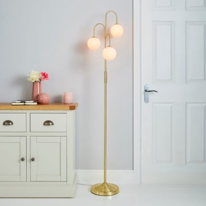 An Image of Gigi Pink Floor Lamp Gold