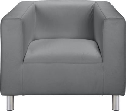 An Image of Habitat Moda Faux Leather Armchair - Grey