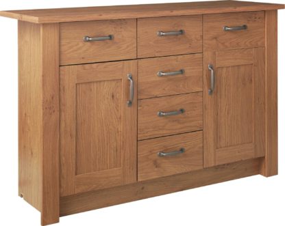 An Image of Argos Home Ohio 2 Door 6 Drawer Sideboard - Oak Effect