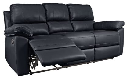 An Image of Argos Home Toby 3 Seat Faux Leather Recliner Sofa -Chocolate