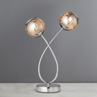 An Image of Arta 2 Light Smoked Glass Table Lamp Chrome
