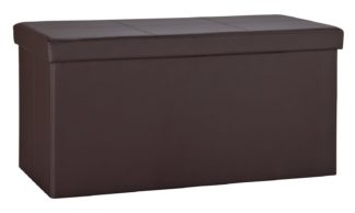 An Image of Argos Home Large Faux Leather Stitched Ottoman - Brown