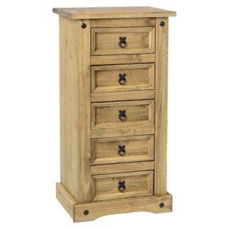 An Image of Premiere Corona 5 Drawer Narrow Chest Brown