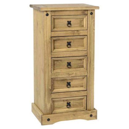 An Image of Premiere Corona 5 Drawer Narrow Chest Brown
