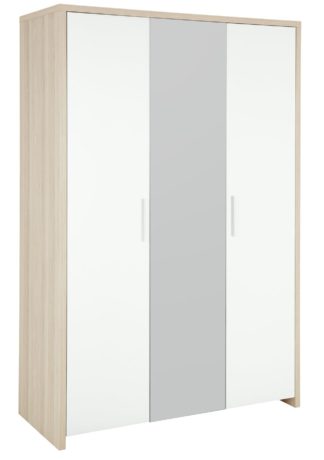 An Image of Habitat Broadway 3 Door Mirror Wardrobe - Oak & White