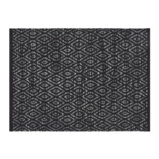 An Image of Habitat Geo Diamond Bedside Rug - 80x110cm - Grey