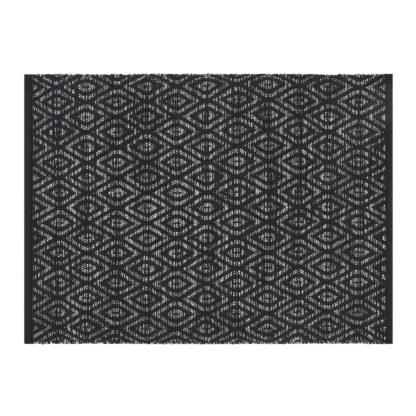 An Image of Habitat Geo Diamond Bedside Rug - 80x110cm - Grey