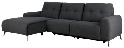 An Image of Habitat Ghost Left Corner Fabric Recliner Sofa - Charcoal