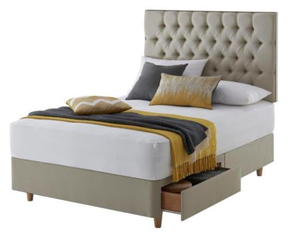 An Image of Silentnight Sassaria Small Double 2Drw Divan Set - Sandstone