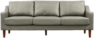 An Image of Argos Home Brixton 3 Seater Faux Leather Sofa - Grey