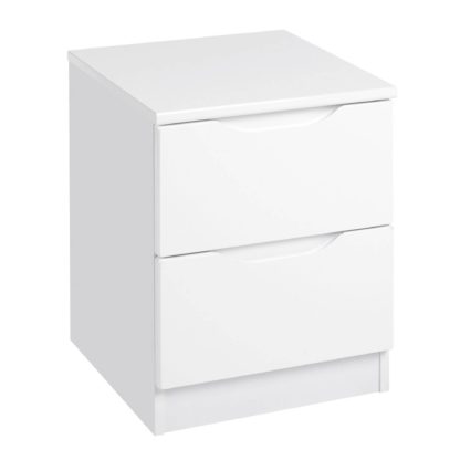 An Image of Legato White Gloss 2 Drawer Bedside Table White