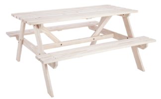 An Image of Argos Home Wooden 4 Seater Picnic Bench - White