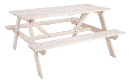 An Image of Argos Home Wooden 4 Seater Picnic Bench - White