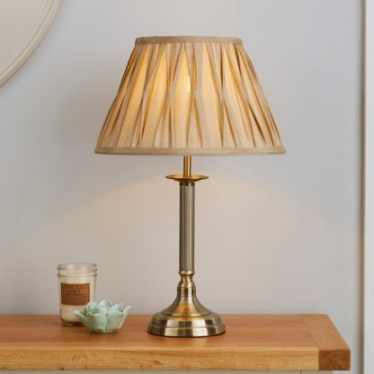 An Image of Reeded Antique Brass Table Lamp Gold