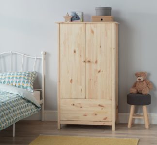An Image of Habitat Scandinavia Kids 2 Door 1 Drawer Wardrobe - Pine