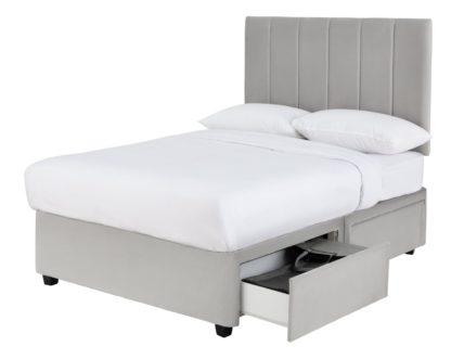 An Image of Forty Winks Velvet 1000 Pocket 4 Drw SIlver Divan - Kingsize