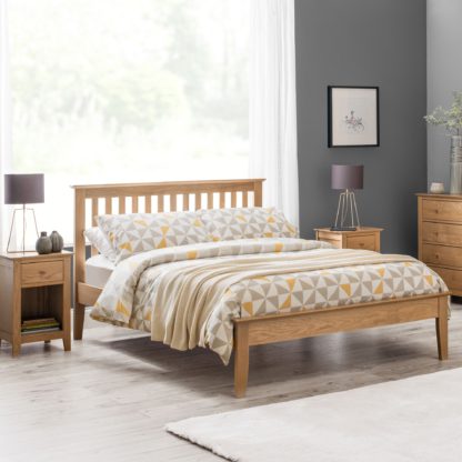 An Image of Salerno Oak Wooden Bed Frame Natural