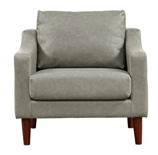 An Image of Argos Home Brixton Faux Leather Armchair - Grey