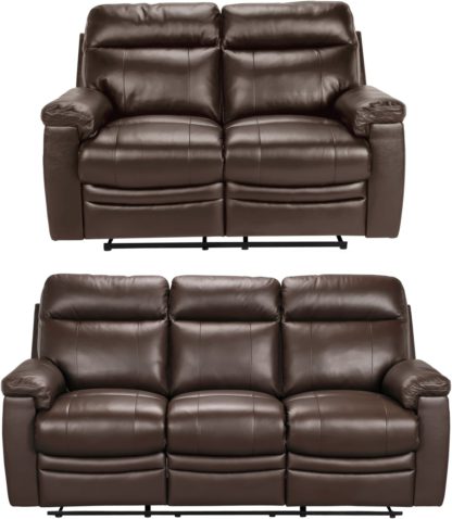 An Image of Argos Home Paolo 2 & 3 Seater Manual Recliner Sofas - Brown