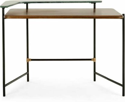 An Image of Ivo Desk, Dark Stain Mango and Green Marble