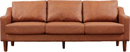 An Image of Argos Home Brixton 3 Seater Faux Leather Sofa - Grey