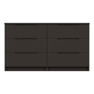 An Image of Legato Graphite Gloss 6 Drawer Wide Chest Black