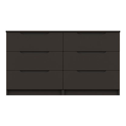 An Image of Legato Graphite Gloss 6 Drawer Wide Chest Black