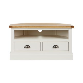 An Image of Compton Ivory Corner TV Stand Cream and Brown