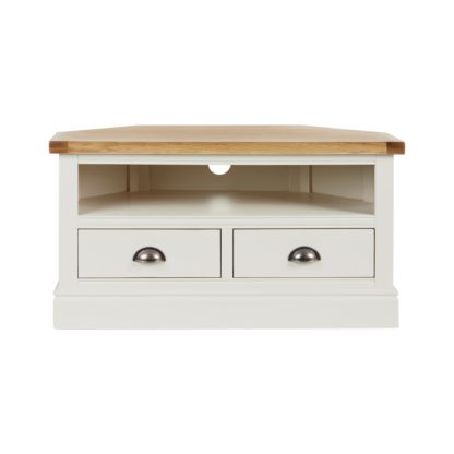 An Image of Compton Ivory Corner TV Stand Cream and Brown