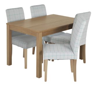 An Image of Habitat Clifton Oak Veneer Table & 4 Light Grey Chairs