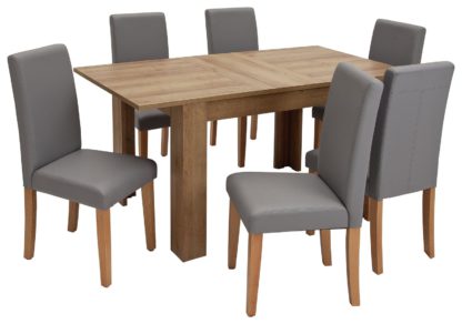 An Image of Habitat Miami Extending Table & 6 Chocolate Chairs