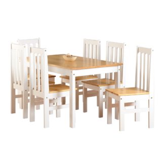 An Image of Ludlow 6 Seater Dining Set White and Brown