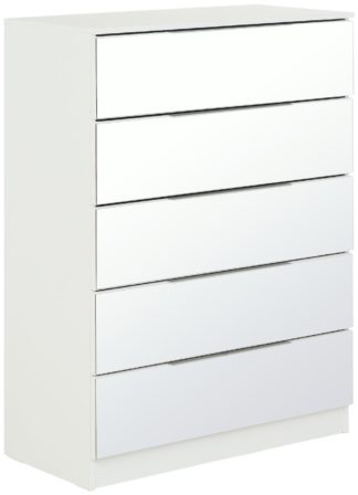 An Image of Argos Home Sandon 5 Drawer Chest - White and Mirrored