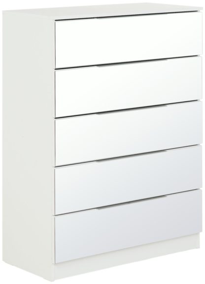 An Image of Argos Home Sandon 5 Drawer Chest - White and Mirrored