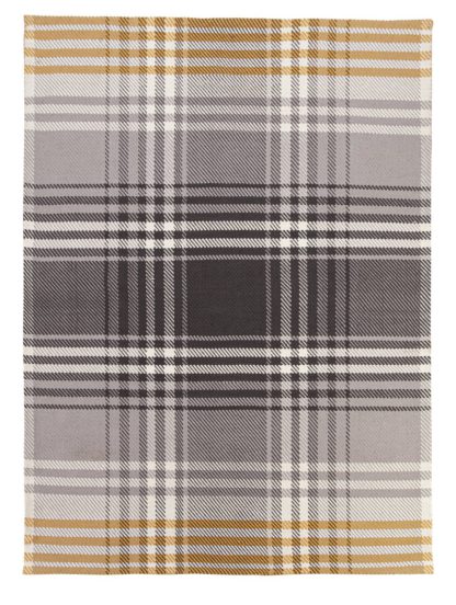 An Image of Argos Home Check Woven Rug - 120x160cm - Mustard