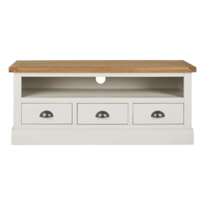 4a392a791949f07c8c4c728376ff1bd8eb95290bdf6f6ebdbe5c1ceaa483d792.jpg An Image of Compton Ivory Large TV Stand Cream and Brown