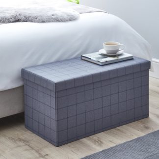 An Image of Grey Check Foldable Ottoman Grey