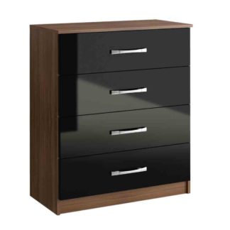 An Image of Lynx Walnut and Black 4 Drawer Chest Black
