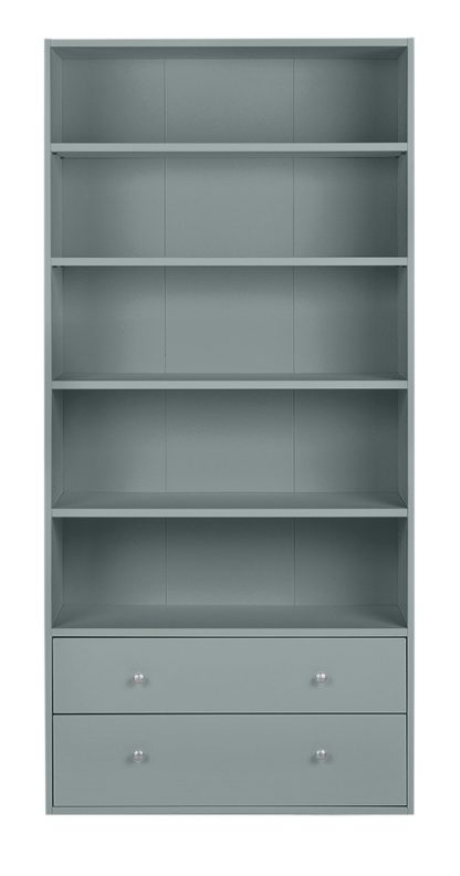 An Image of Habitat Maine 4 Shelves 2 Drawer Bookcase - Grey