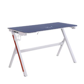 An Image of Virtuoso Velar LED Gaming Desk - White and Blue