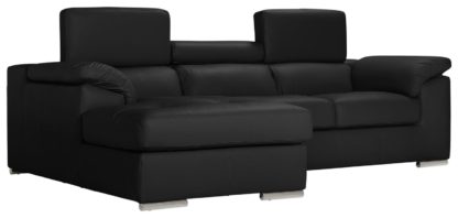 4aaaafd96b890c0e43efa696655edf8b8df693c4dedb7e858b0cbc9bdc3972dd.jpg An Image of Argos Home Valencia Right Corner Leather Sofa - Black