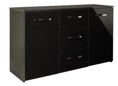 An Image of Argos Home Hayward 2 Door 3 Drawer Sideboard - Black Gloss